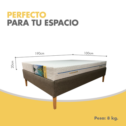 Colchon Sense puesto en cama individual. Medidas: 190 x 100 x 20Onstore