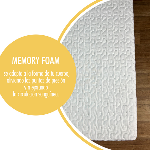 Colchon sense con memory foam, se adapta a la forma de tu cuerpo, aliviando los puntos de presión y mejorando la circulación sanguínea