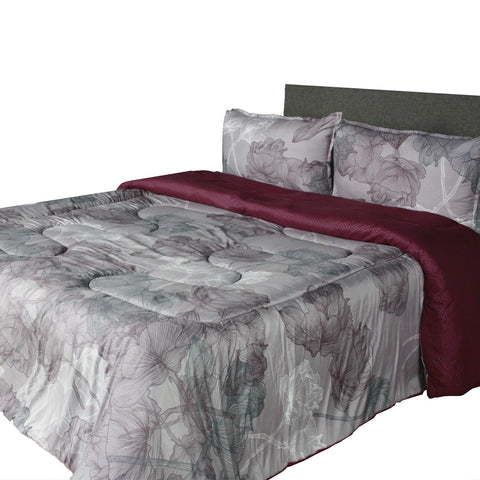 Edredón Individual Doble Vista Estampado Lilas