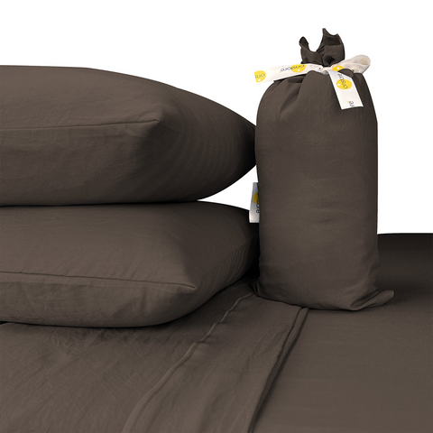 Juego de Sábanas Matrimonial Selectas Suavidad Premium 3500 hilos Onstore. Color cafe castaño