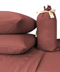 Juego de Sábanas Matrimonial Selectas Suavidad Premium 3500 hilos Onstore. Color shedron toscano