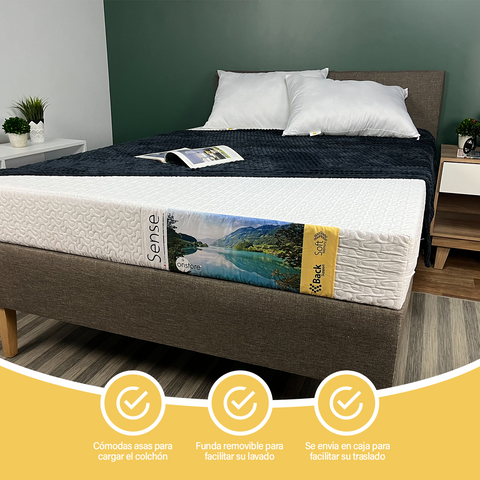 Colchon Sense puesto en cama individual. Onstore