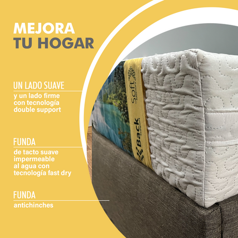 Colchon En Caja Sense Individual Onstore.  Funda de tacto suave, impermeable al agua con tecnologia fast dry. funda anti chinches